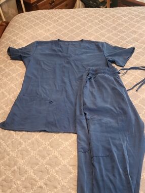 Camo Blue Scrub Set - Top and Pants